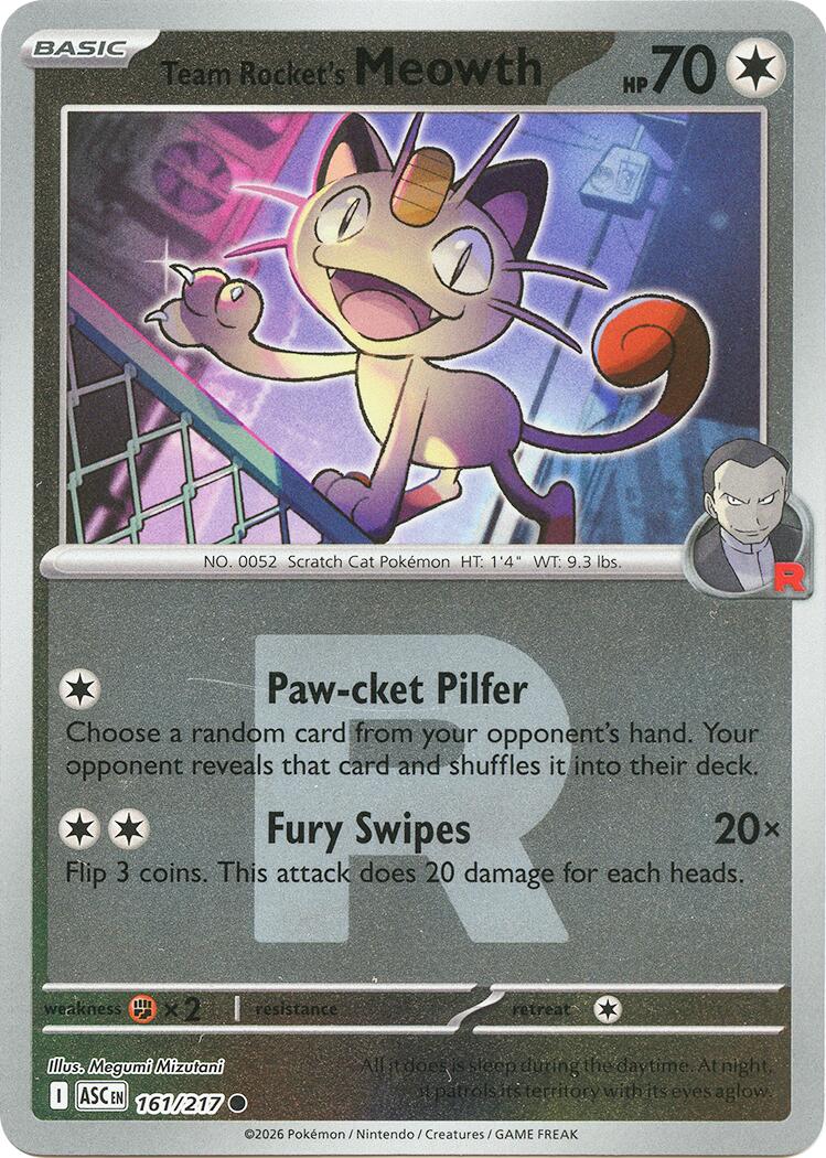 Team Rocket's Meowth (161/217) (Team Rocket) [Mega Evolution: Ascended Heroes] | Gear Gaming Bentonville