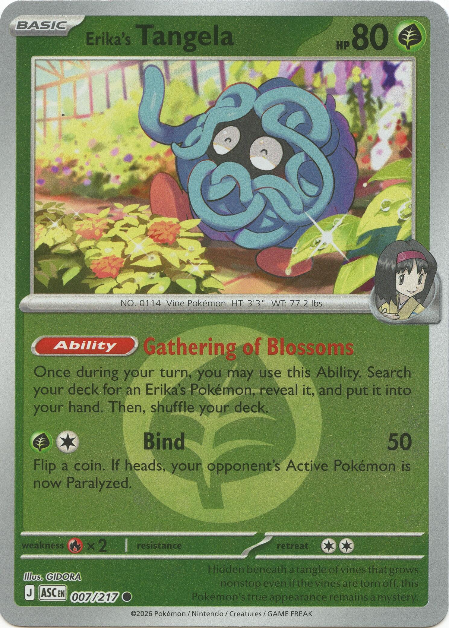 Erika's Tangela (007/217) (Energy Symbol Pattern) [Mega Evolution: Ascended Heroes] | Gear Gaming Bentonville