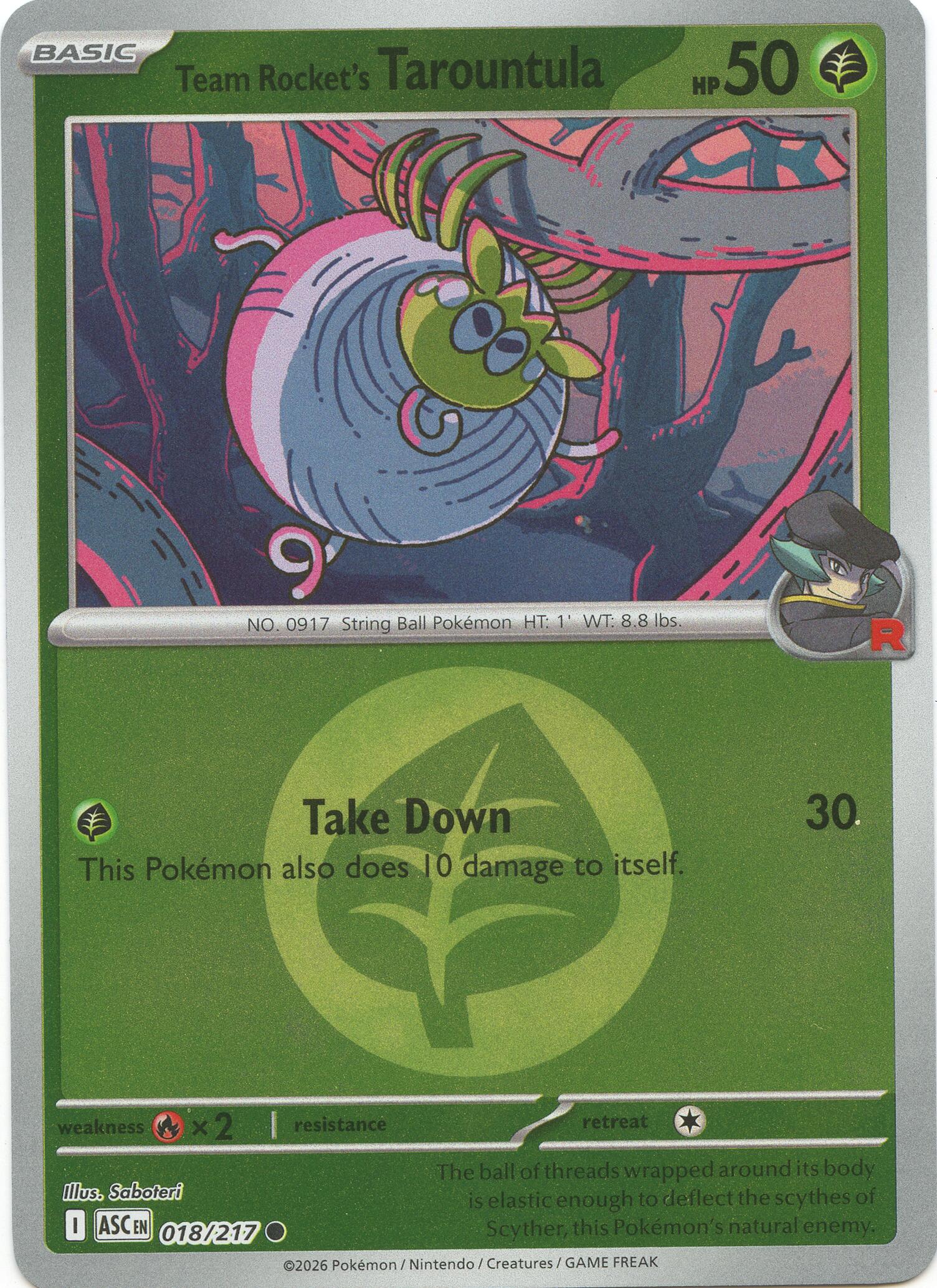 Team Rocket's Tarountula (018/217) (Energy Symbol Pattern) [Mega Evolution: Ascended Heroes] | Gear Gaming Bentonville