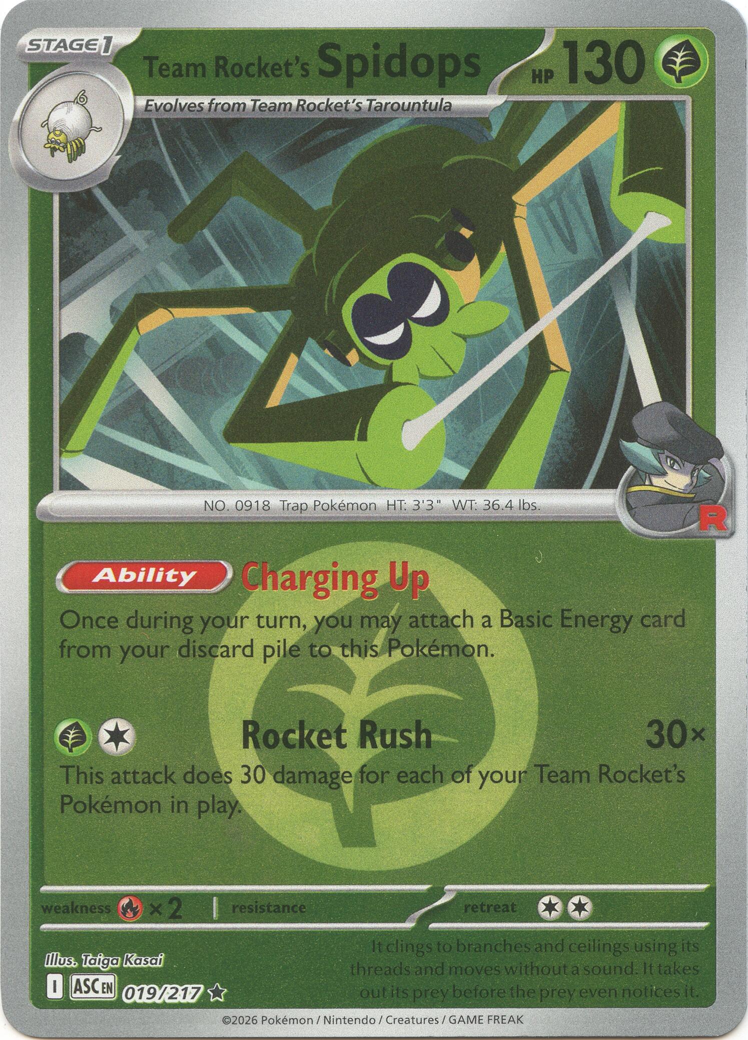 Team Rocket's Spidops (019/217) (Energy Symbol Pattern) [Mega Evolution: Ascended Heroes] | Gear Gaming Bentonville