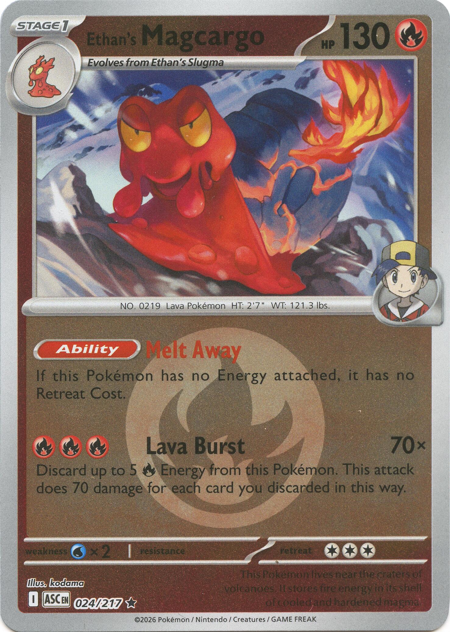 Ethan's Magcargo (024/217) (Energy Symbol Pattern) [Mega Evolution: Ascended Heroes] | Gear Gaming Bentonville