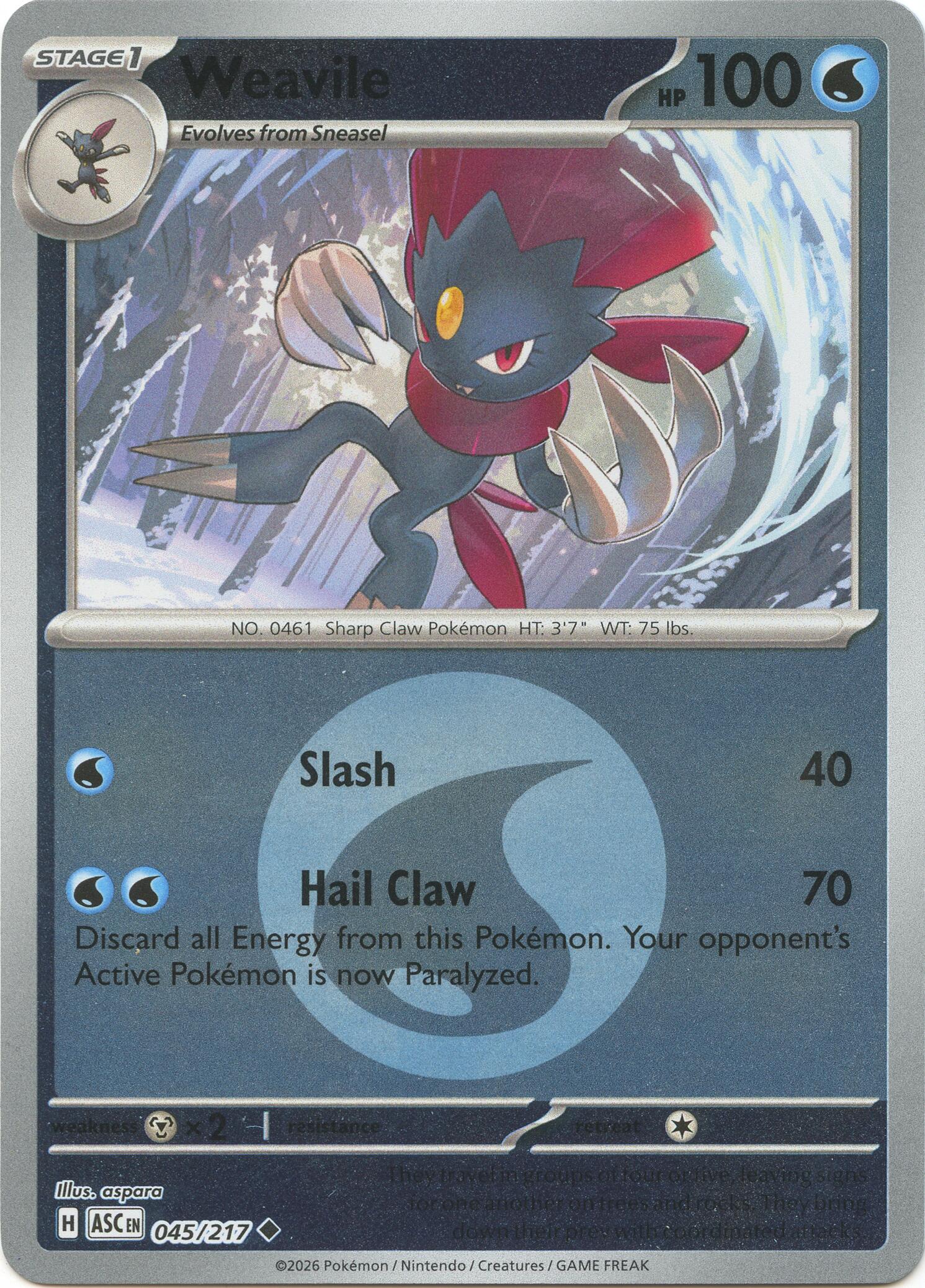 Weavile (045/217) (Energy Symbol Pattern) [Mega Evolution: Ascended Heroes] | Gear Gaming Bentonville