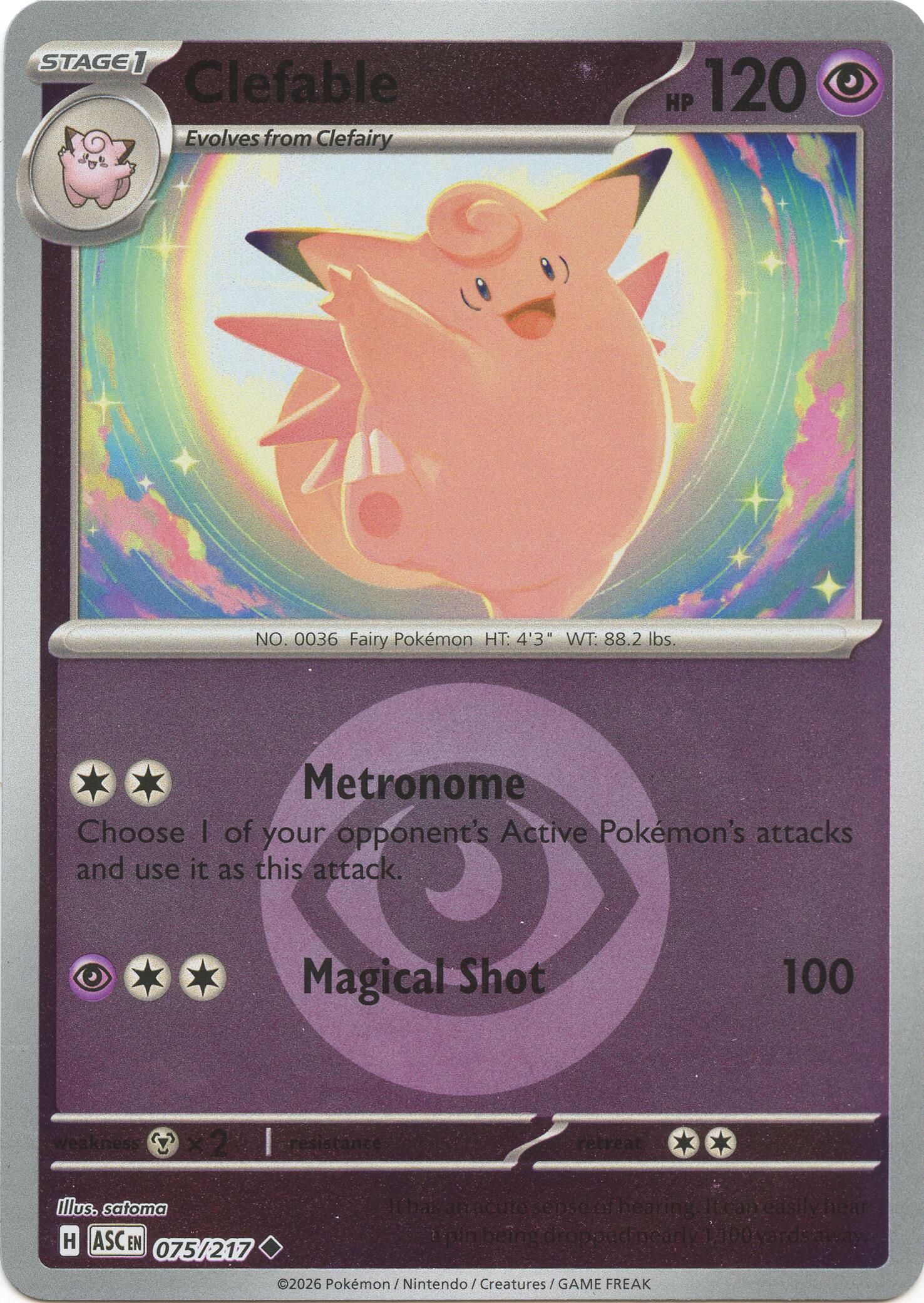 Clefable (075/217) (Energy Symbol Pattern) [Mega Evolution: Ascended Heroes] | Gear Gaming Bentonville