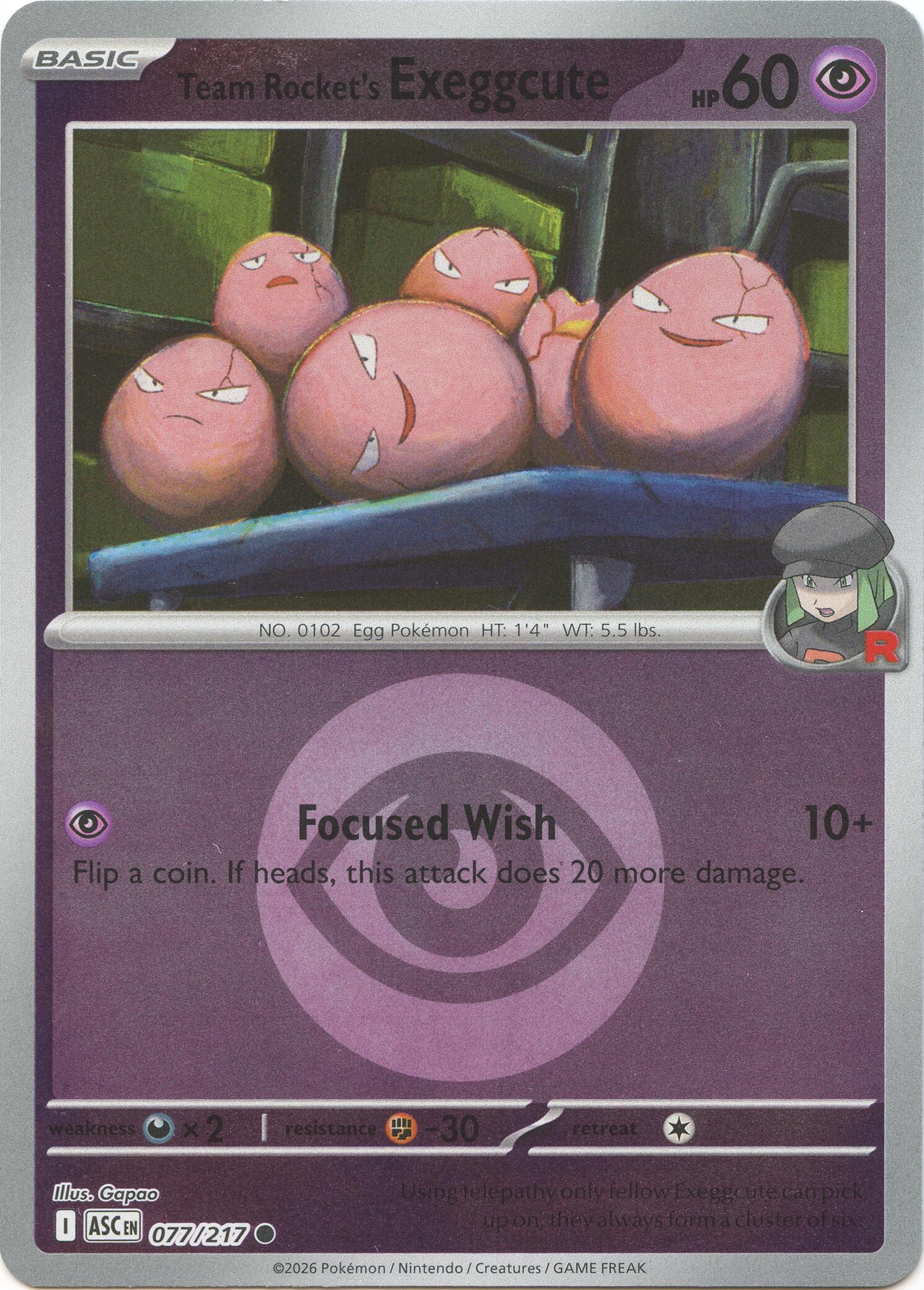 Team Rocket's Exeggcute (077/217) (Energy Symbol Pattern) [Mega Evolution: Ascended Heroes] | Gear Gaming Bentonville