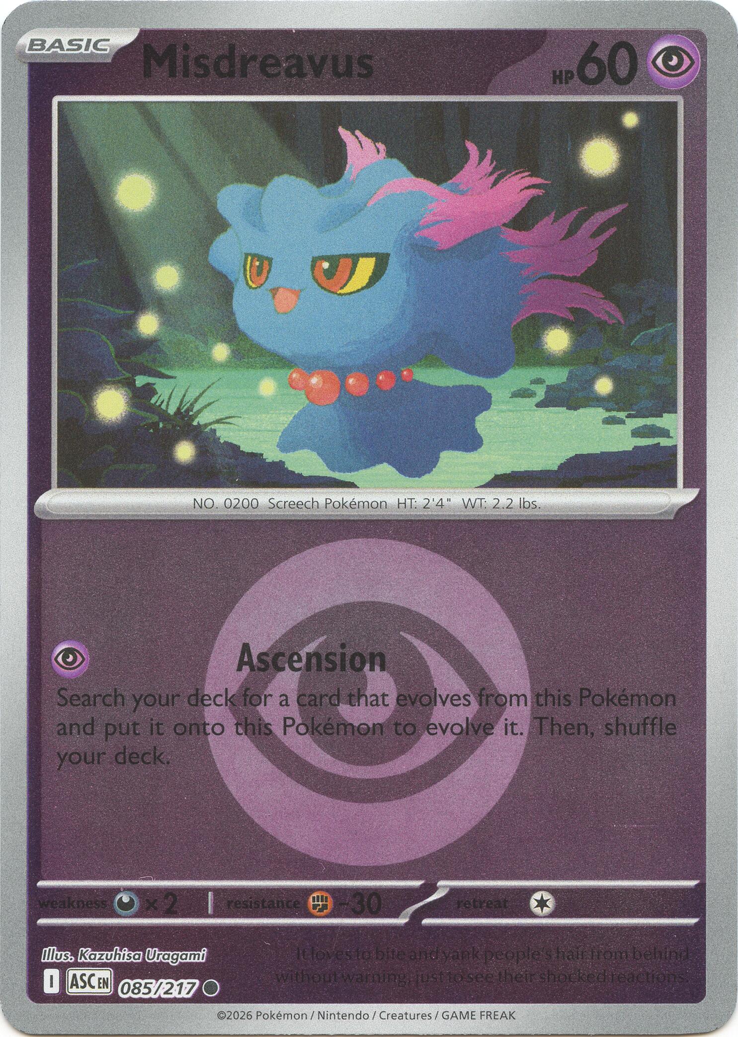 Misdreavus (085/217) (Energy Symbol Pattern) [Mega Evolution: Ascended Heroes] | Gear Gaming Bentonville