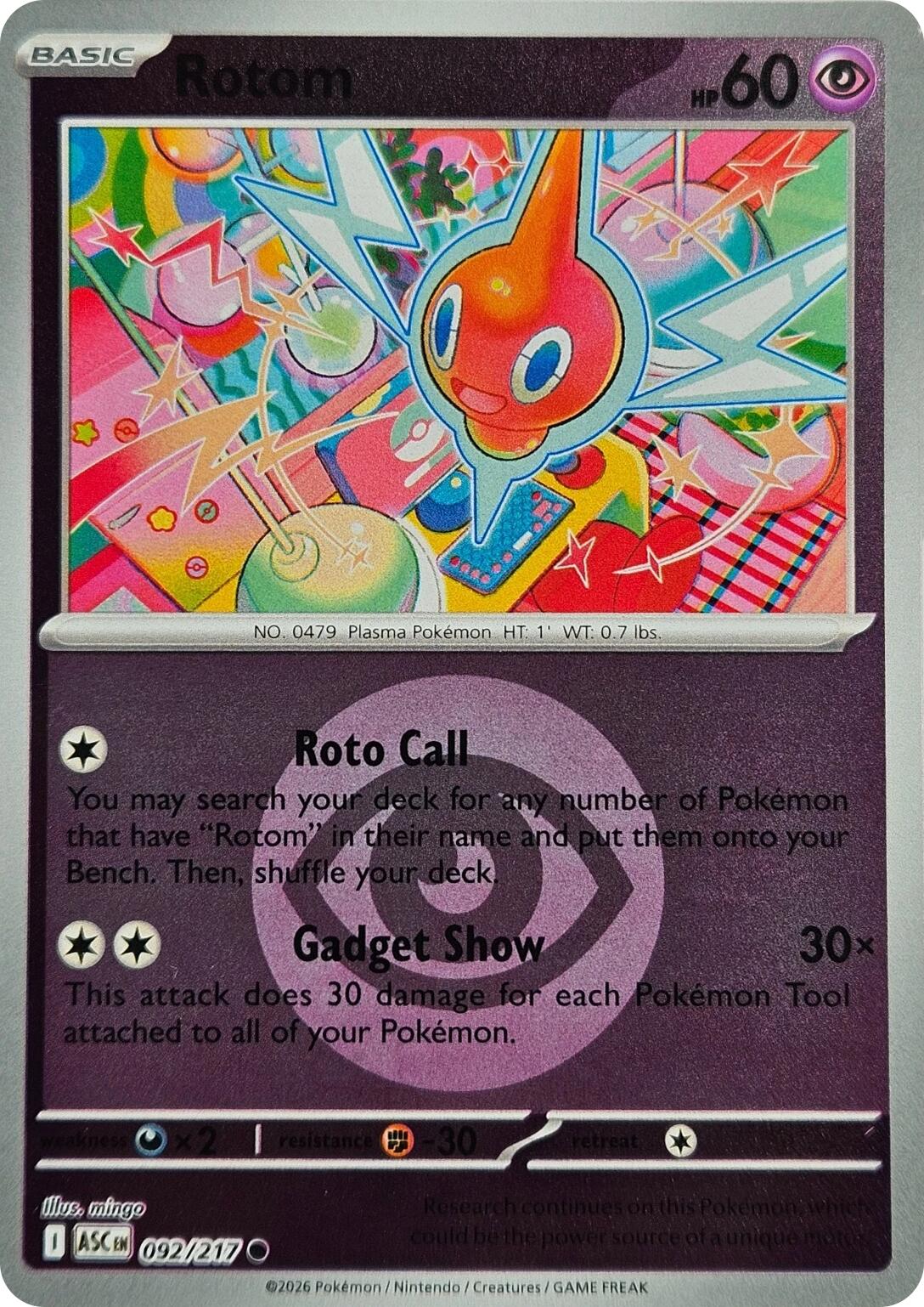 Rotom (092/217) (Energy Symbol Pattern) [Mega Evolution: Ascended Heroes] | Gear Gaming Bentonville