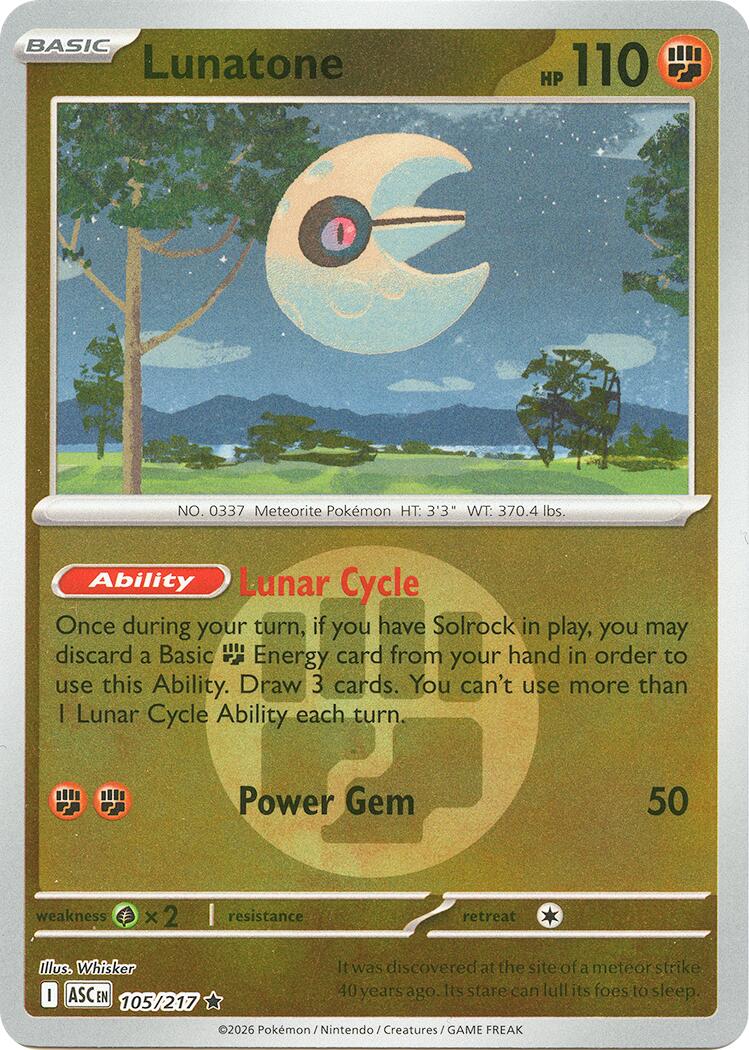 Lunatone (105/217) (Energy Symbol Pattern) [Mega Evolution: Ascended Heroes] | Gear Gaming Bentonville