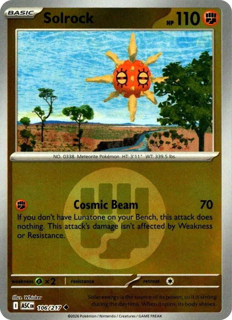 Solrock (106/217) (Energy Symbol Pattern) [Mega Evolution: Ascended Heroes] | Gear Gaming Bentonville