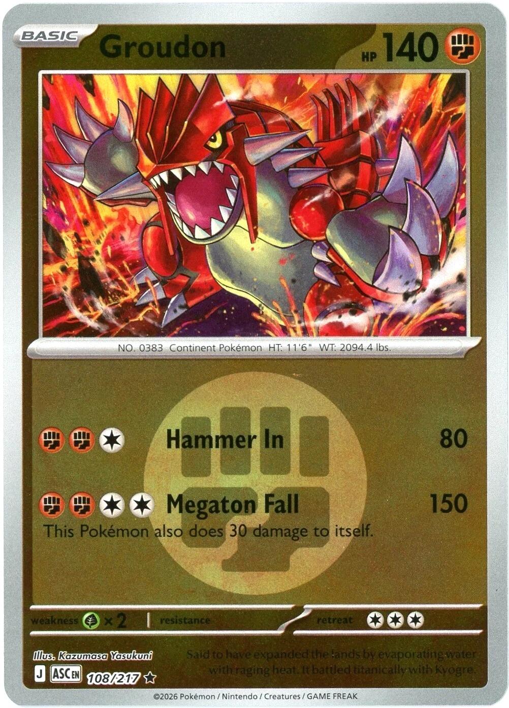 Groudon (108/217) (Energy Symbol Pattern) [Mega Evolution: Ascended Heroes] | Gear Gaming Bentonville