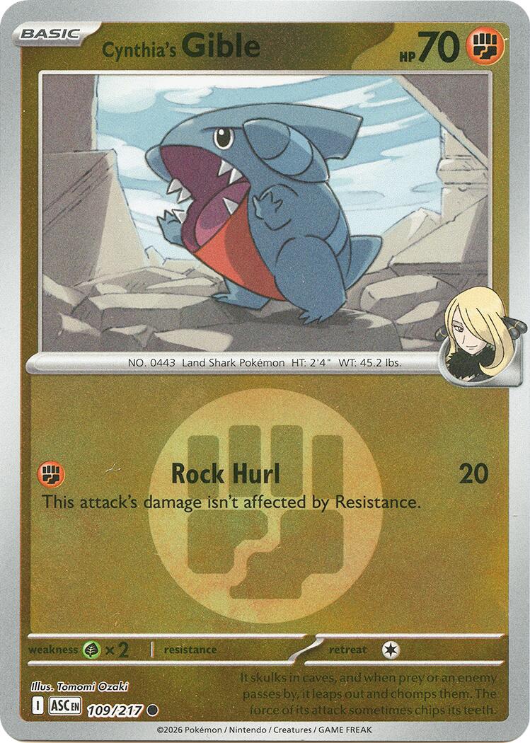 Cynthia's Gible (109/217) (Energy Symbol Pattern) [Mega Evolution: Ascended Heroes] | Gear Gaming Bentonville