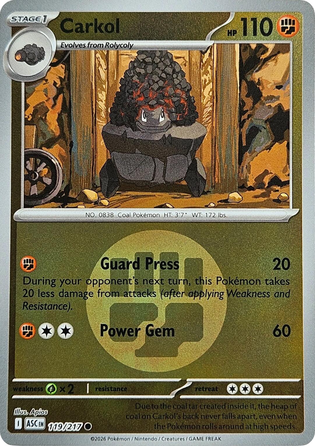 Carkol (119/217) (Energy Symbol Pattern) [Mega Evolution: Ascended Heroes] | Gear Gaming Bentonville