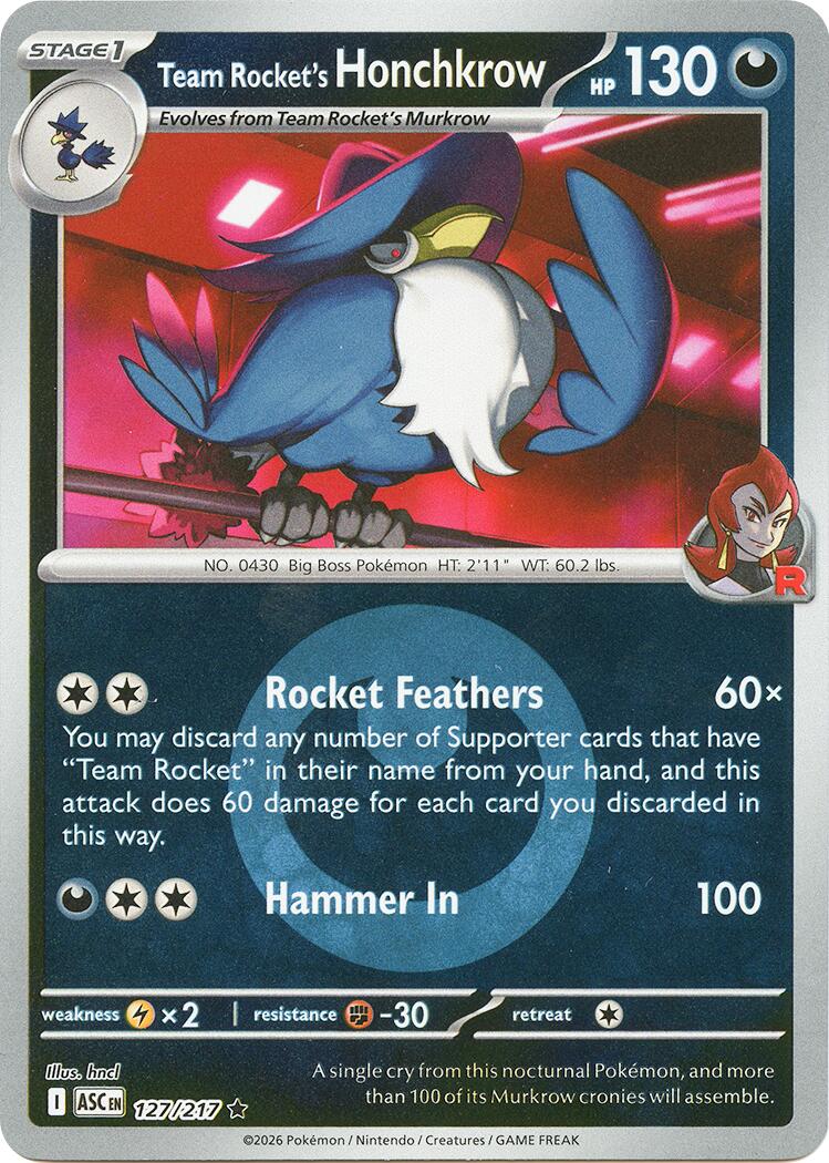 Team Rocket's Honchkrow (127/217) (Energy Symbol Pattern) [Mega Evolution: Ascended Heroes] | Gear Gaming Bentonville
