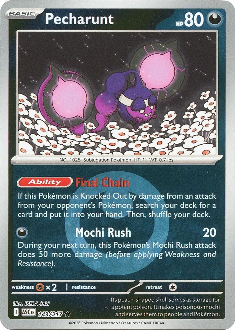 Pecharunt (143/217) (Energy Symbol Pattern) [Mega Evolution: Ascended Heroes] | Gear Gaming Bentonville