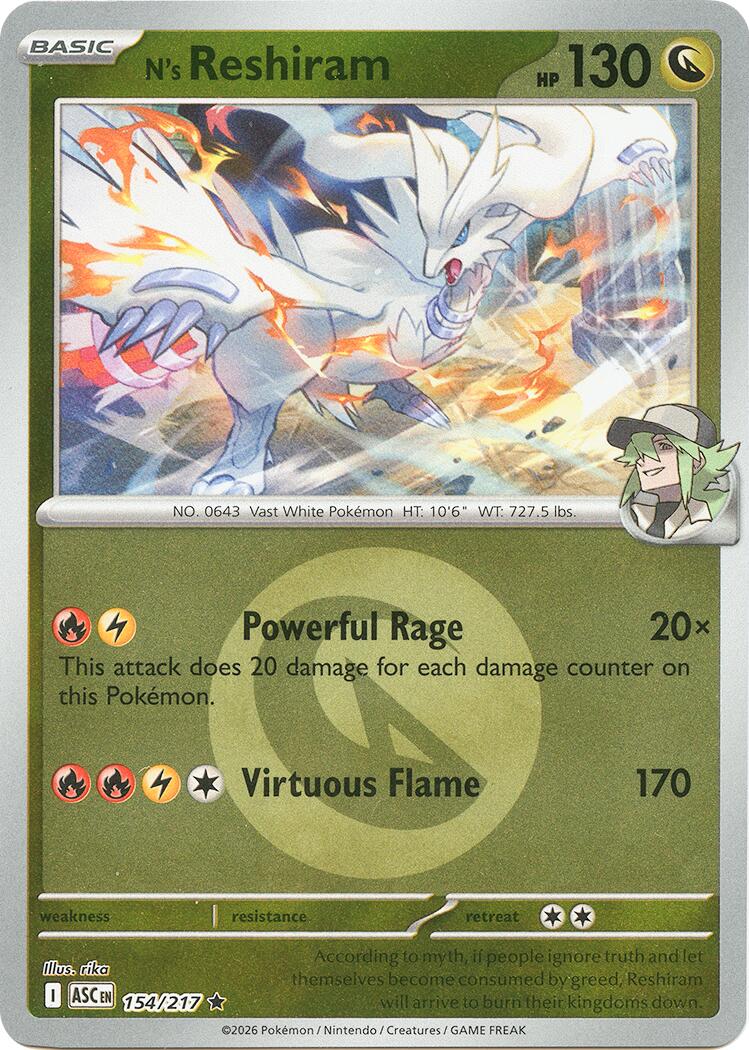 N's Reshiram (154/217) (Energy Symbol Pattern) [Mega Evolution: Ascended Heroes] | Gear Gaming Bentonville