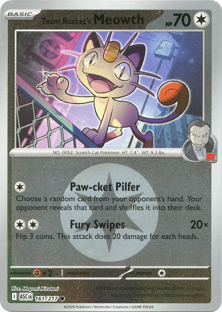 Team Rocket's Meowth (161/217) (Energy Symbol Pattern) [Mega Evolution: Ascended Heroes] | Gear Gaming Bentonville