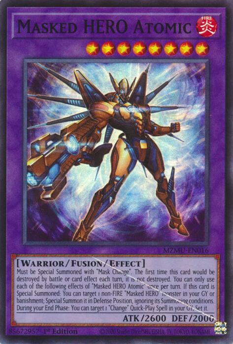 Masked HERO Atomic [MZMU-EN016] Super Rare | Gear Gaming Bentonville
