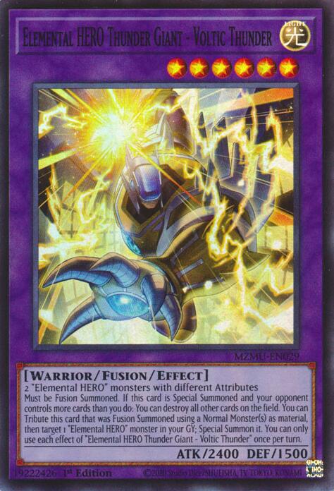 Elemental HERO Thunder Giant - Voltic Thunder [MZMU-EN029] Super Rare | Gear Gaming Bentonville