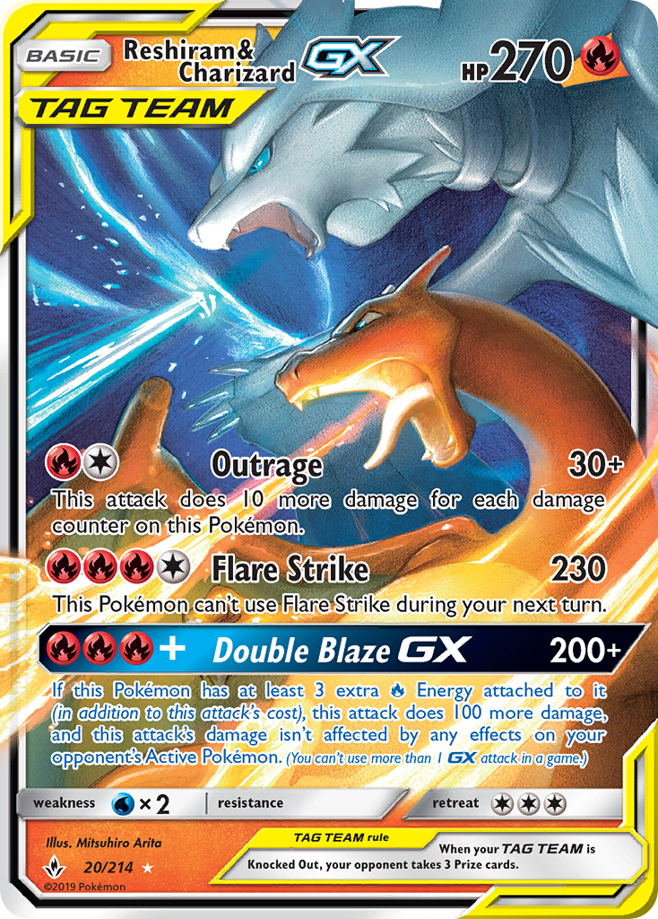 Reshiram & Charizard GX (20/214) [Sun & Moon: Unbroken Bonds] | Gear Gaming Bentonville
