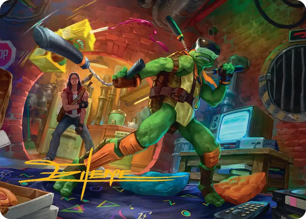 Michelangelo, Game Master Art Card (Gold-Stamped Signature) [Teenage Mutant Ninja Turtles Art Series] | Gear Gaming Bentonville