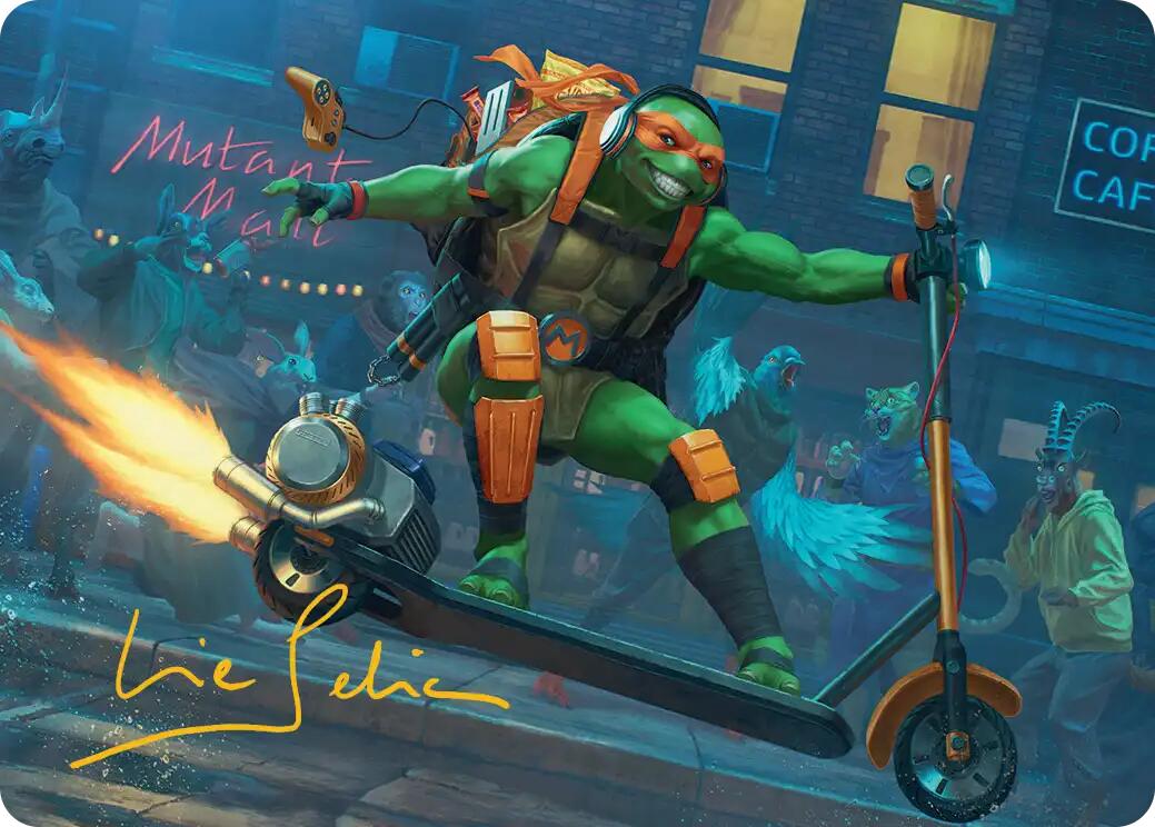 Michelangelo, On the Scene Art Card (Gold-Stamped Signature) [Teenage Mutant Ninja Turtles Art Series] | Gear Gaming Bentonville