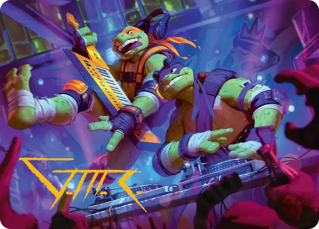 Mikey & Don, Party Planners Art Card (Gold-Stamped Signature) [Teenage Mutant Ninja Turtles Art Series] | Gear Gaming Bentonville