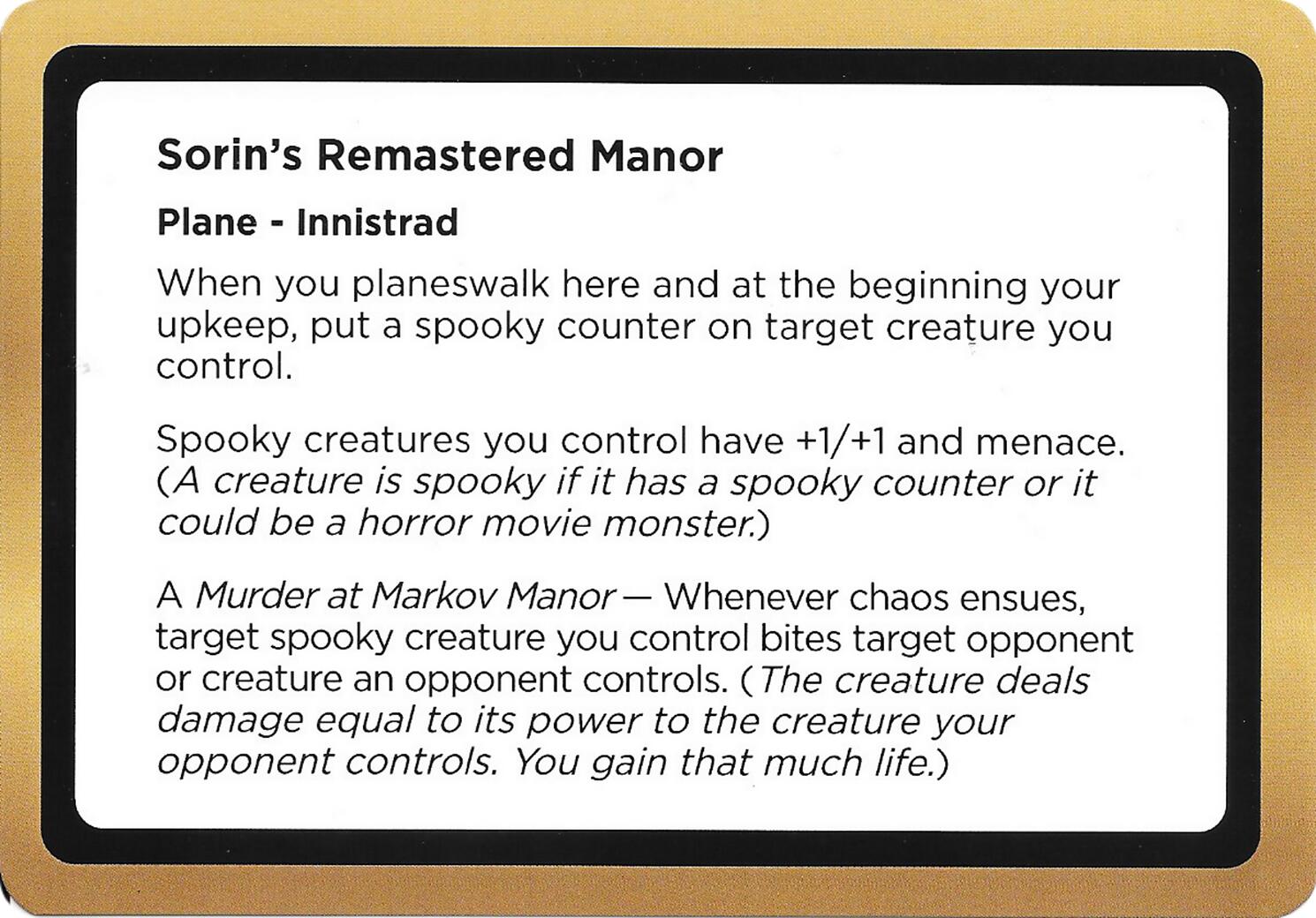 Sorin's Remastered Manor (Black Lotus Unknown Planechase) [Oversize Cards] | Gear Gaming Bentonville