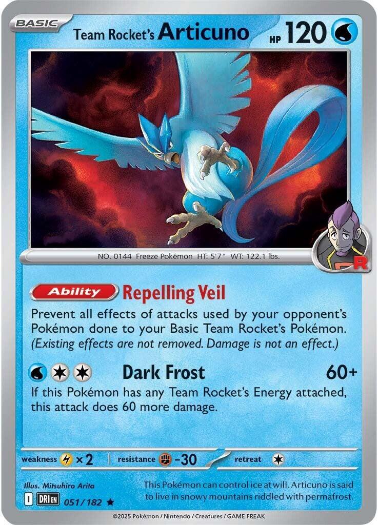 Team Rocket's Articuno (051/182) (Non-Holo) (Deck Exclusive) [Scarlet & Violet: Destined Rivals] | Gear Gaming Bentonville