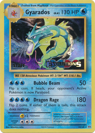 Gyarados (34/108) (XY Evolutions Staff Prerelease) [XY: Black Star Promos] | Gear Gaming Bentonville