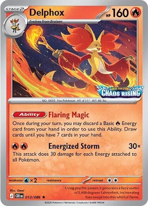 Delphox (013/086) (Chaos Rising Stamped) [Miscellaneous Cards] | Gear Gaming Bentonville