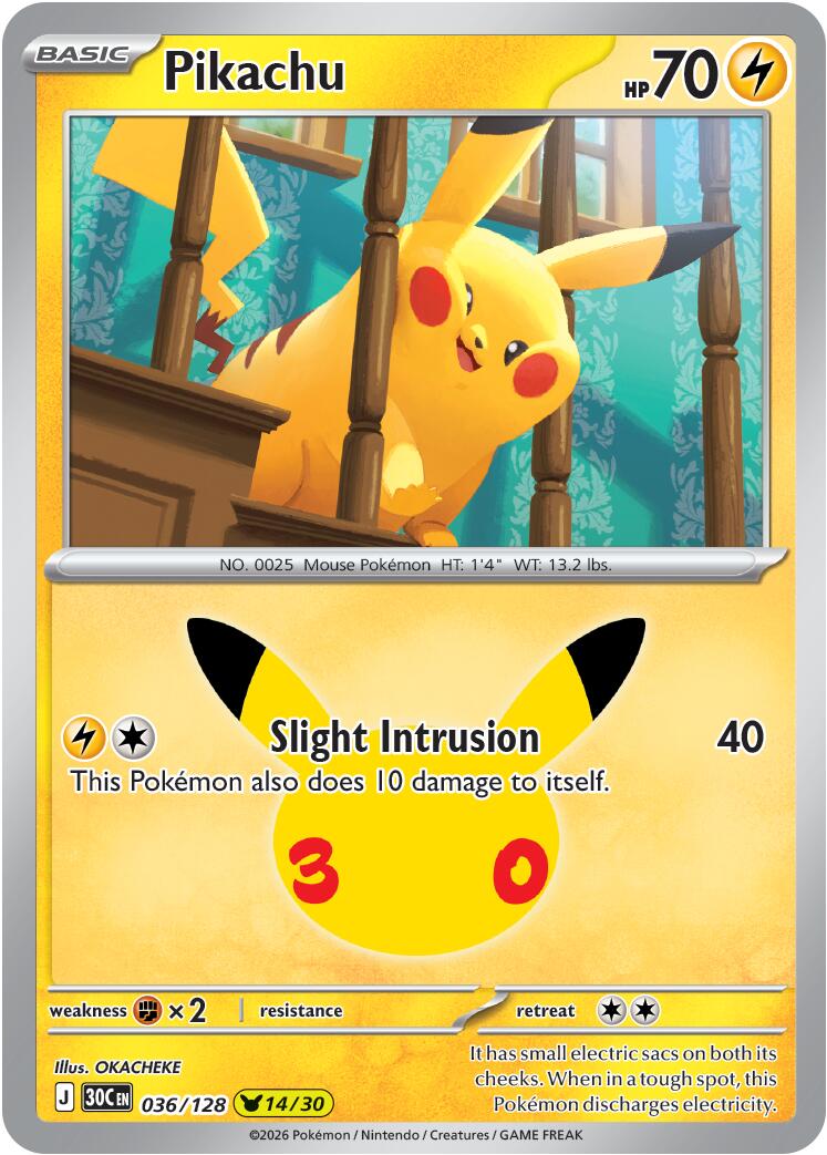 Pikachu (036/128) [Mega Evolution: 30th Celebration] | Gear Gaming Bentonville