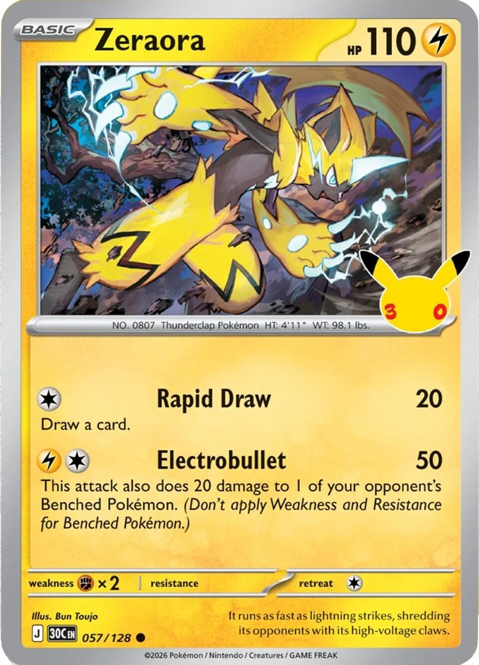 Zeraora (057/128) [Mega Evolution: 30th Celebration] | Gear Gaming Bentonville