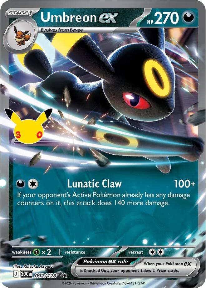 Umbreon ex (092/128) [Mega Evolution: 30th Celebration] | Gear Gaming Bentonville