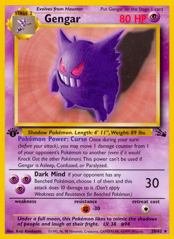 Gengar (20/62) [Fossil 1st Edition] | Gear Gaming Bentonville