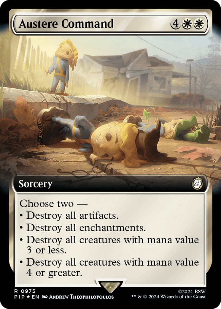 Austere Command (Extended Art) (Surge Foil) [Fallout] | Gear Gaming Bentonville