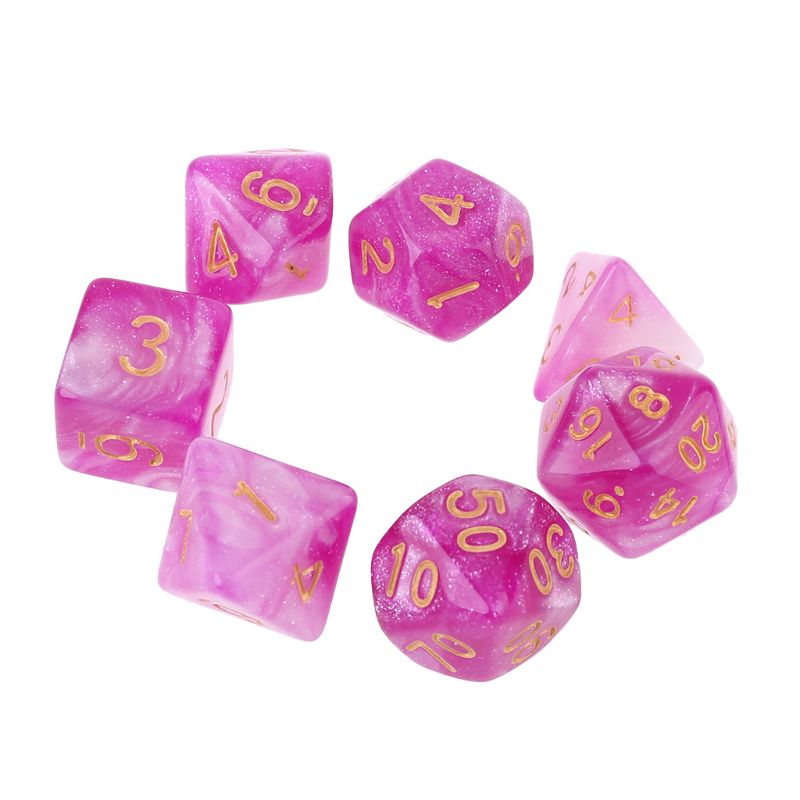 Pink with Gold Numbers Pearl 7pcs Dice Set | Gear Gaming Bentonville