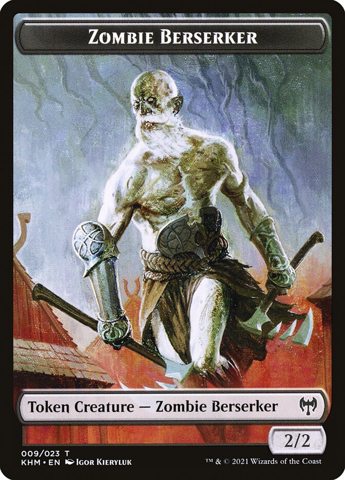 Human Warrior // Zombie Berserker Double-Sided Token [Kaldheim Tokens] | Gear Gaming Bentonville