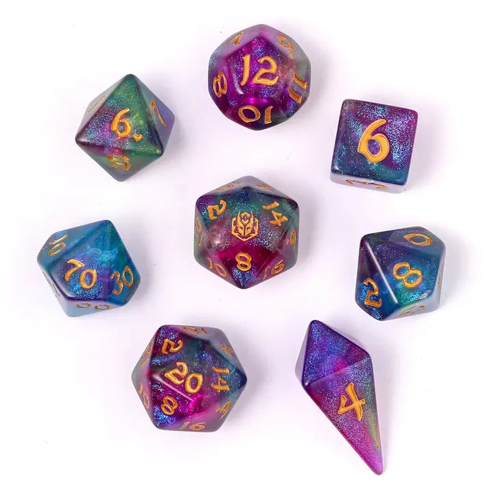 Wyrmforged Rollers-  Rounded edge 8-piece Polyhedral Dice Set: Siren's Melody | Gear Gaming Bentonville