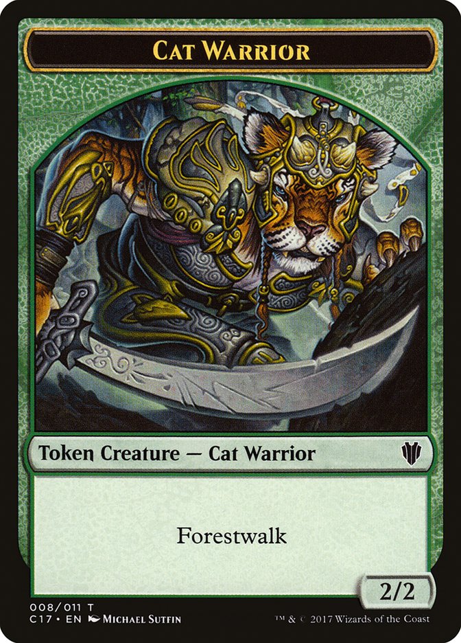 Cat // Cat Warrior Double-Sided Token [Commander 2017 Tokens] | Gear Gaming Bentonville