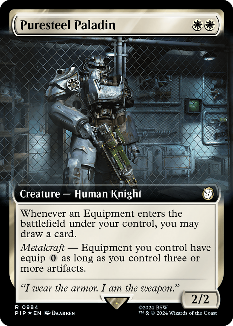 Puresteel Paladin (Extended Art) (Surge Foil) [Fallout] | Gear Gaming Bentonville