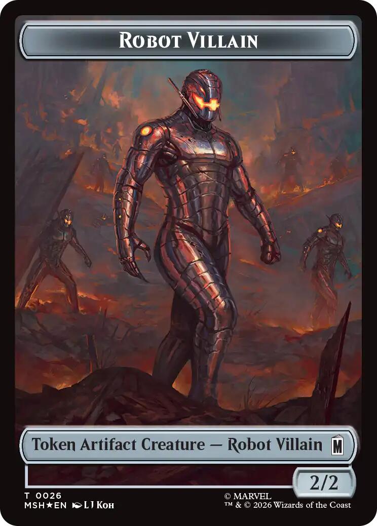 Villain // Robot Villain Double-Sided Token (025//026) (Surge Foil) [Marvel Super Heroes Tokens] | Gear Gaming Bentonville