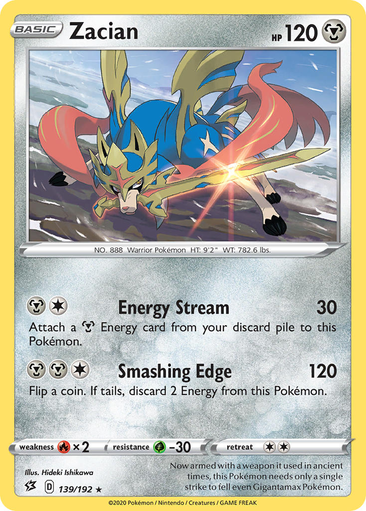 Zacian (139/192) (Cracked Ice Holo) (Theme Deck Exclusives) [Sword & Shield: Rebel Clash] | Gear Gaming Bentonville