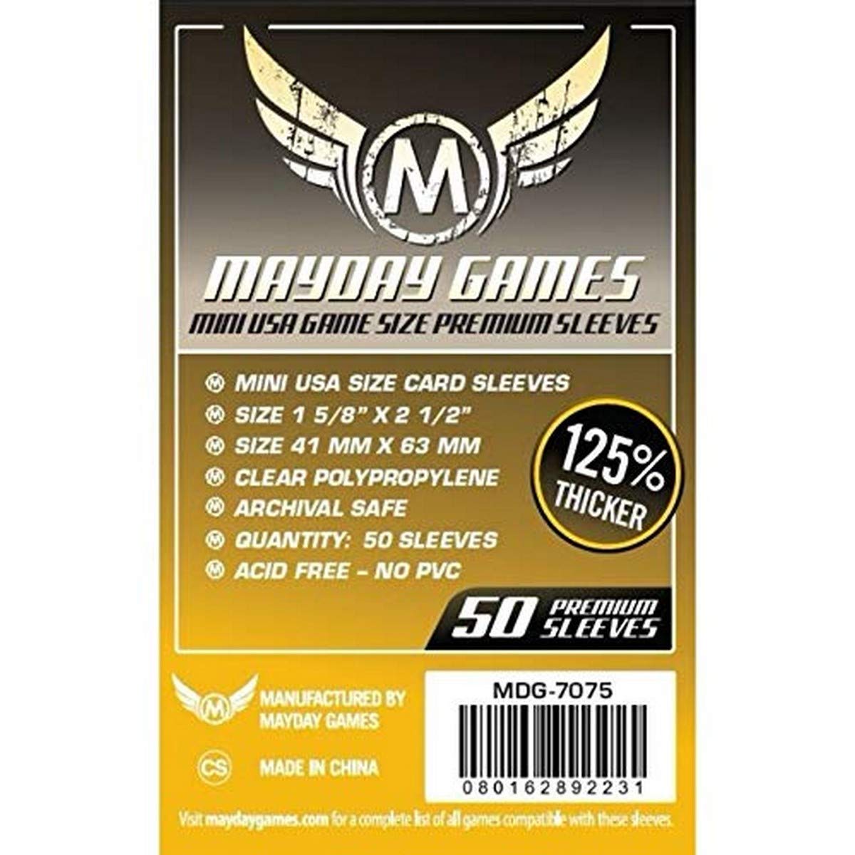 Mayday Games - Mini USA Game Size Sleeves 41 X 63 mm - 100 Pack - Yellow | Gear Gaming Bentonville