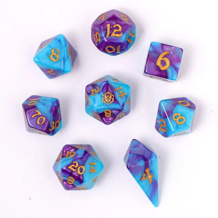 Wyrmforged Rollers-  Rounded edge 8-piece Polyhedral Dice Set: Banshee's Wail | Gear Gaming Bentonville