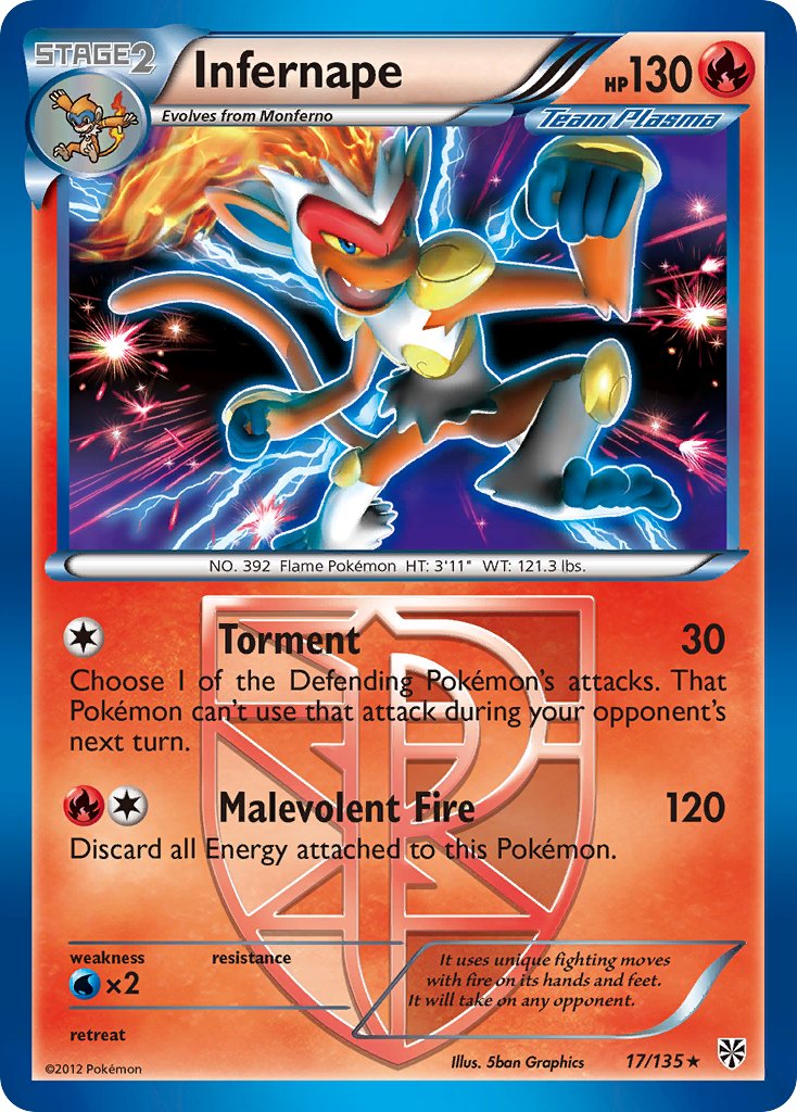 Infernape (17/135) (Theme Deck Exclusive) [Black & White: Plasma Storm] | Gear Gaming Bentonville