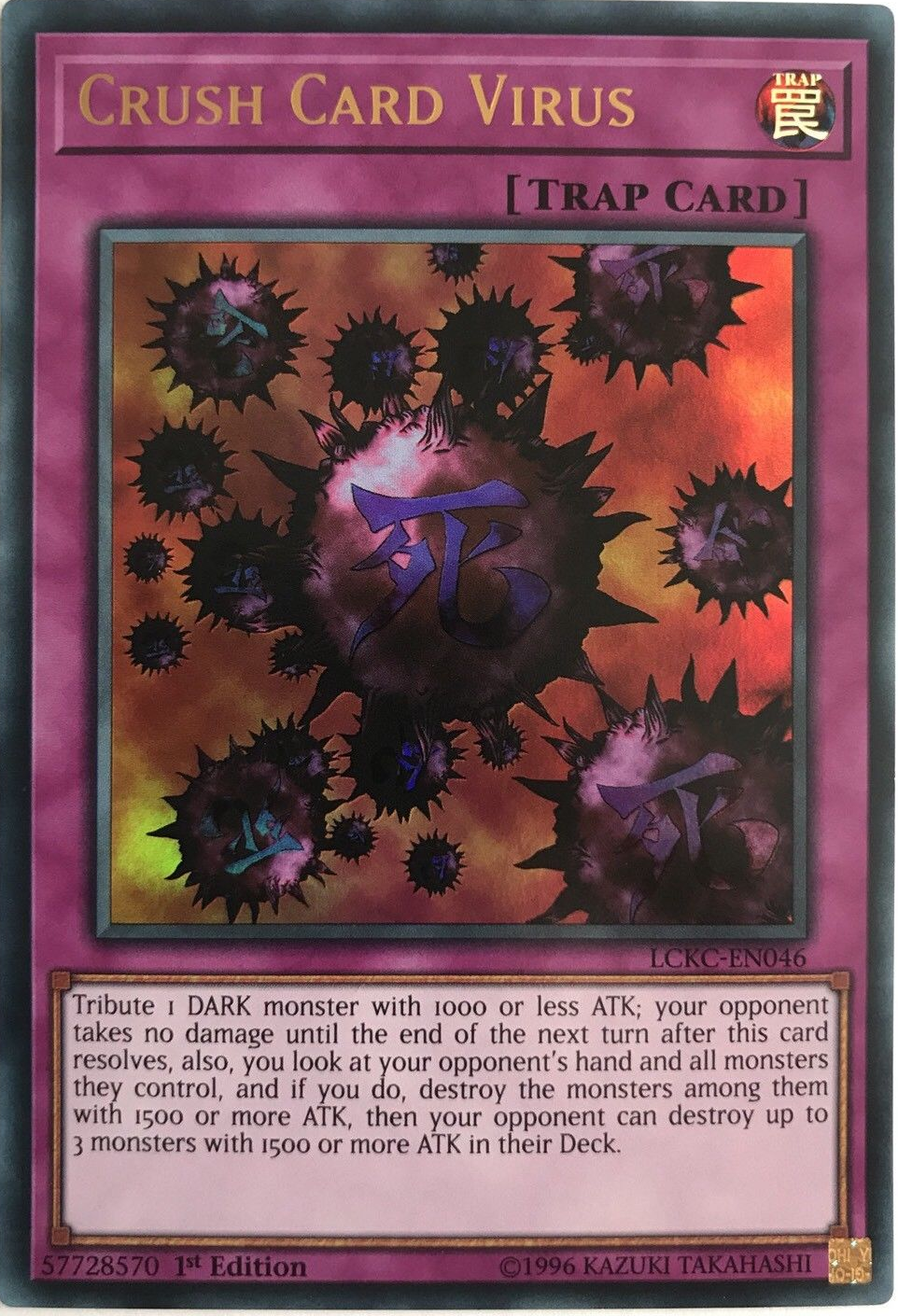 Crush Card Virus (Version 1) [LCKC-EN046] Ultra Rare | Gear Gaming Bentonville