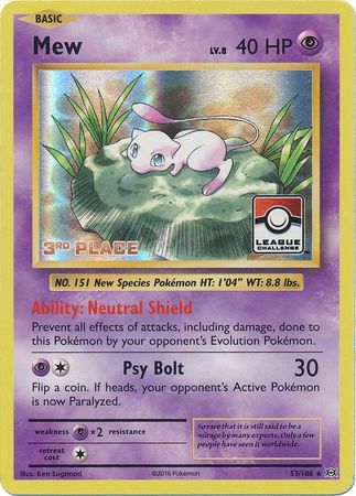 Mew (53/108) (League Promo 3rd Place) [XY: Evolutions] | Gear Gaming Bentonville