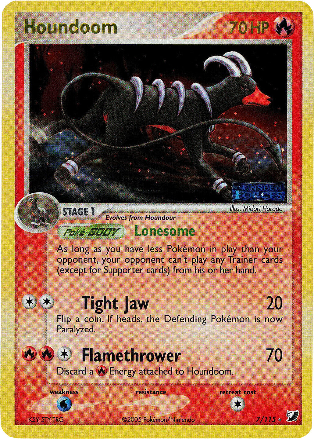 Houndoom (7/115) (Stamped) [EX: Unseen Forces] | Gear Gaming Bentonville