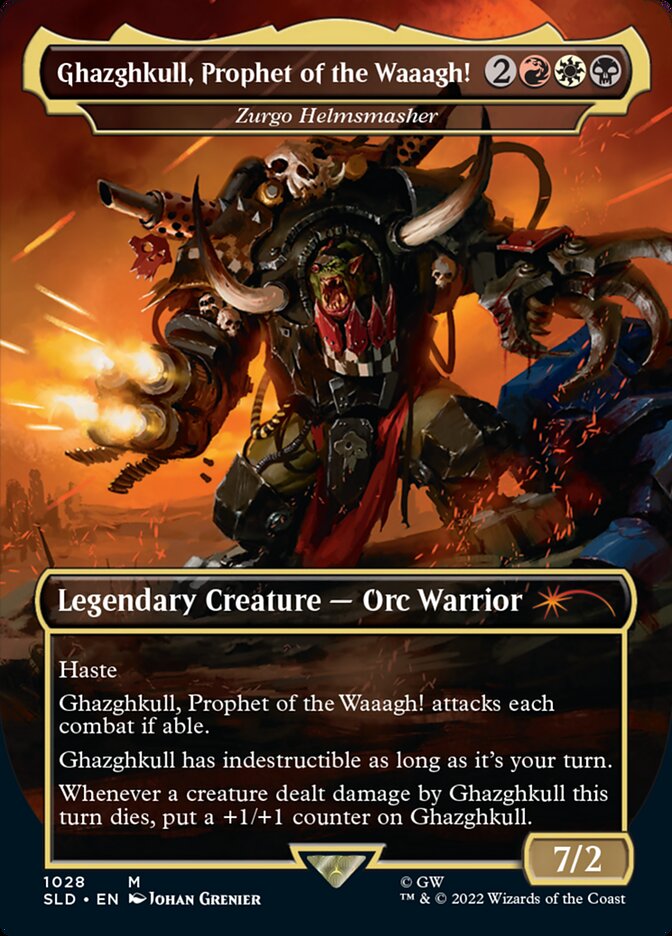 Ghazghkull, Prophet of the Waaagh! - Zurgo Helmsmasher (Borderless) [Secret Lair Drop Series] | Gear Gaming Bentonville