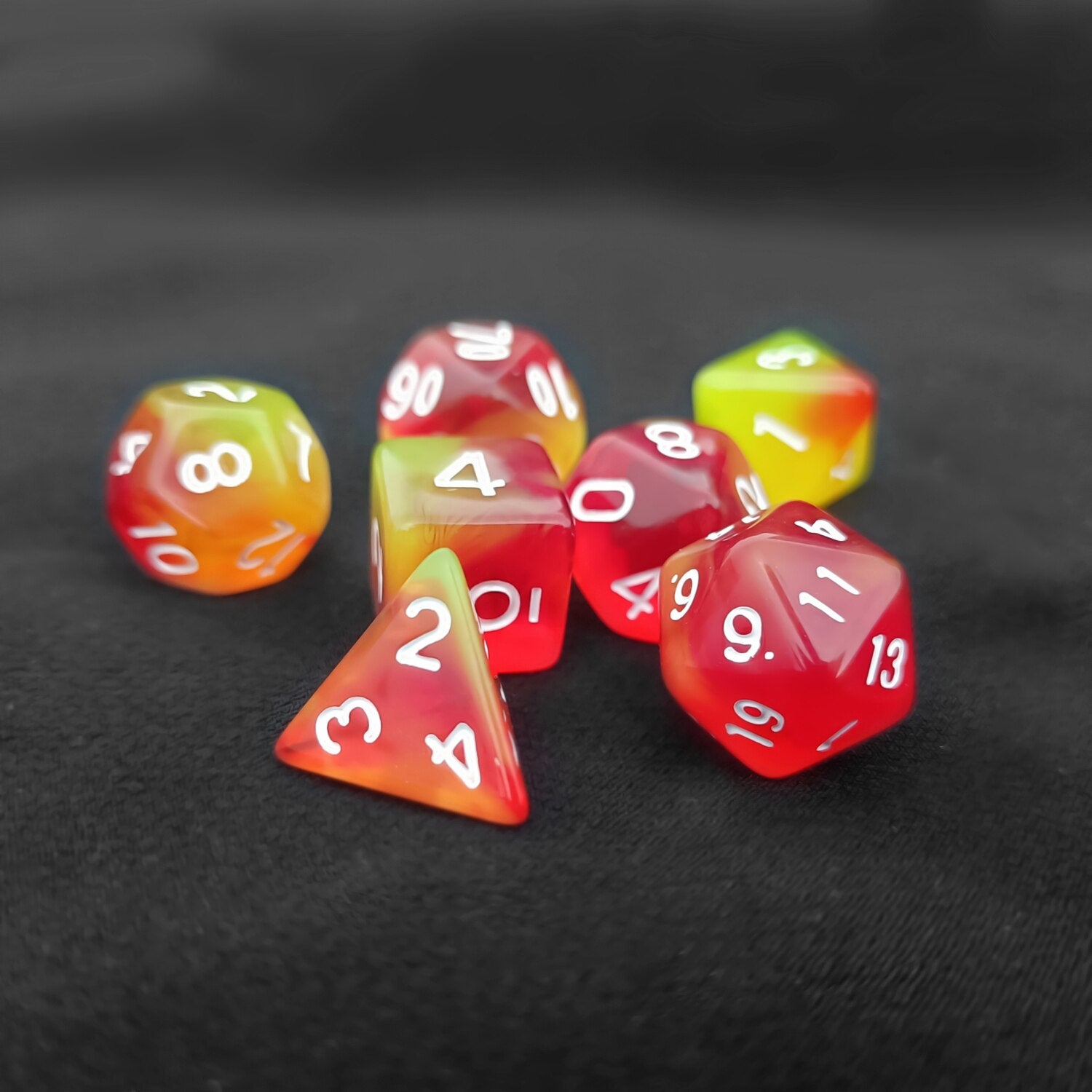 Red+Yellow Translucent 7pcs Dice Set | Gear Gaming Bentonville