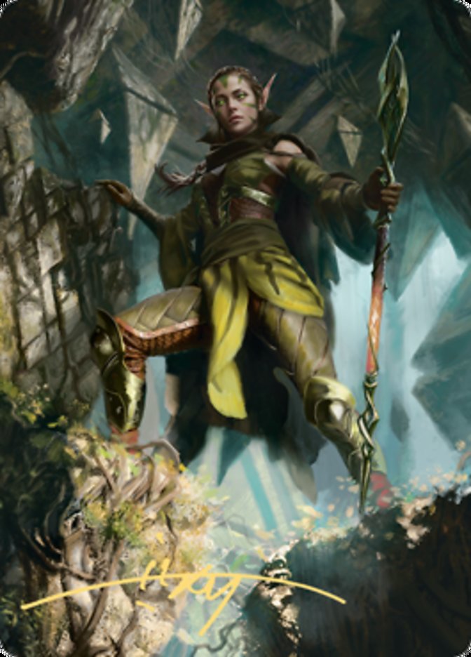 Nissa of Shadowed Boughs 1 Art Card (Gold-Stamped Signature) [Zendikar Rising Art Series] | Gear Gaming Bentonville